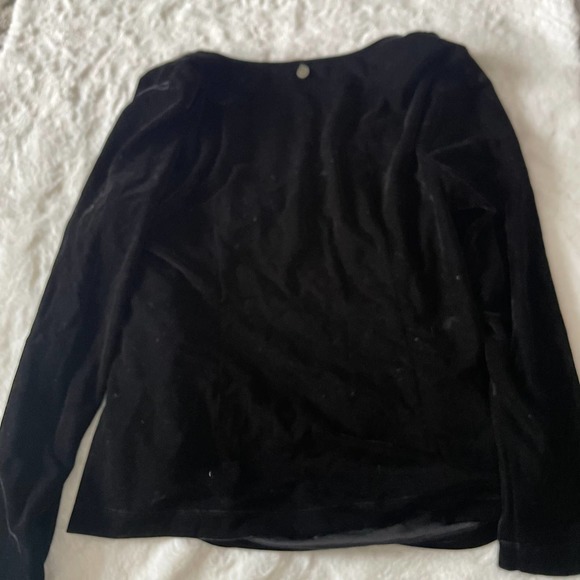 soft surroundings velour faux wrap black blouse top size petite medium PM - Picture 2 of 4